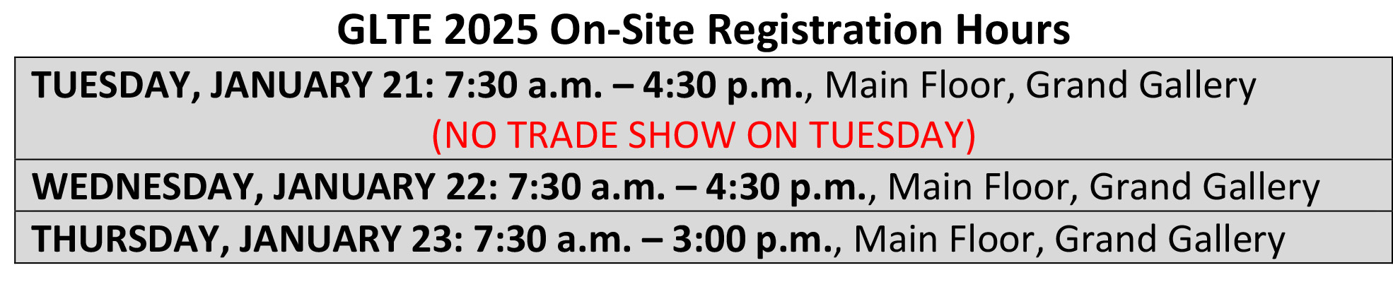 On-site Registration Hours